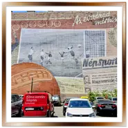 Grande murales della storica partita di calcio Ungheria Inghilterra 6 3 in Rumbach Sebestyen utca a Budapest